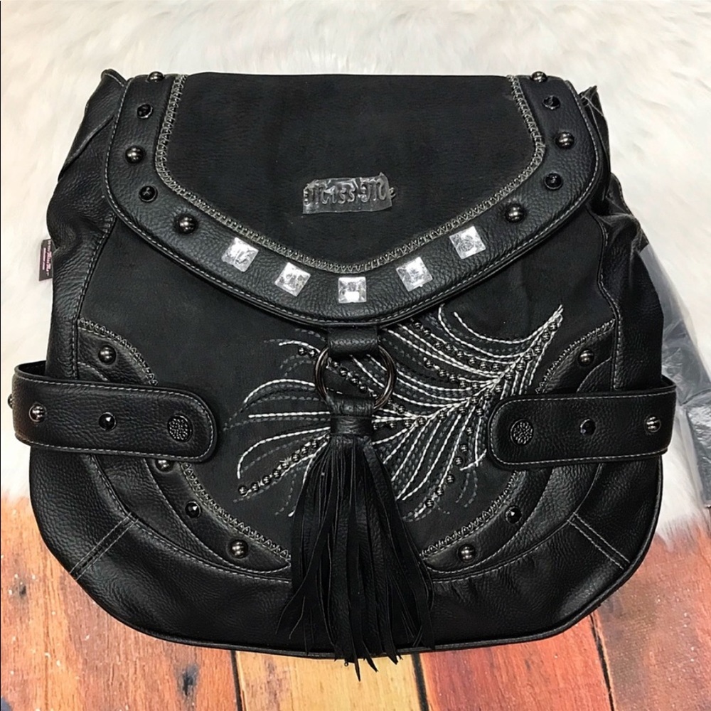 Miss Me Black Shoulder Hobo Bag